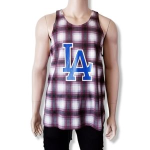 Los Angeles "LA" Print Plaid Tank Top Size Large  (NWOT)